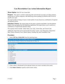 Case Recordation Case Action Information User Guide