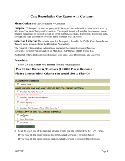 Case Recordation Geo Report with Customer User Guide