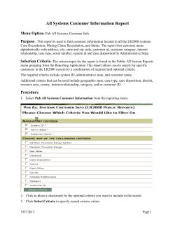 All Systems Customer Information Report