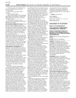The Notice of Availability (NOA) for the ROD was published in the Federal Register on September 14, 2015