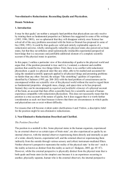 NonEliminativeReductionismNicholson