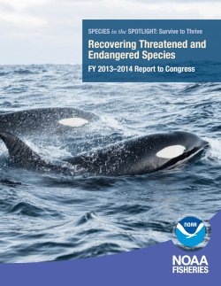 NOAA Fisheries: Recovering Threatened and Endangered Species FY 2013-2014 Report to Congress (May 2015)