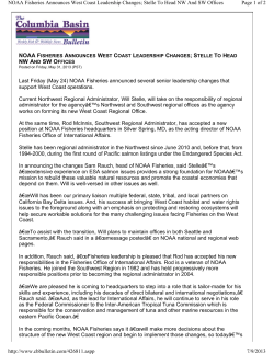 NOAA Fisheries Announces West Coast Leadership Changes