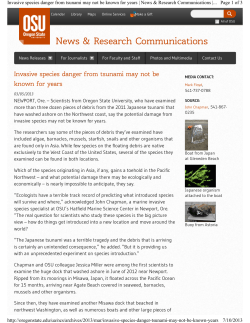 Invasive Species Danger From Tsunami May Not Be Known For Years