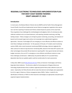 Draft Regional Electronic Technologies Implementation Plan For West Coast Marine Fisheries (January 2015)