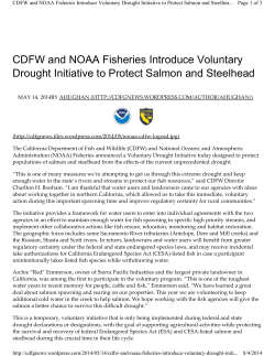 CDFW and NOAA Fisheries Introduce Voluntary Drought Initiative (May 2014)