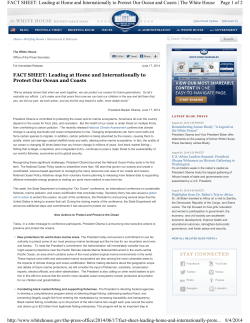 President Announces New Exec Actions to Preserve and Protect Oceans (June 2014)