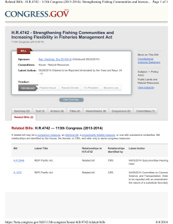 HR4742 Strengthening Fishing Communities and Increasing Flexibility in Fisheries Mgmt (May 2014)