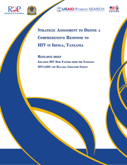 Isolating HIV Risk Factors from the Tanzania HIV/AIDS Malaria Indicator Survey