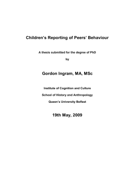 Ingram 2009 Childrens reporting of peers behaviour
