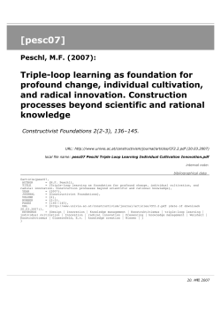 pesc07 Peschl Triple Loop Learning Individual Cultivation Innovation