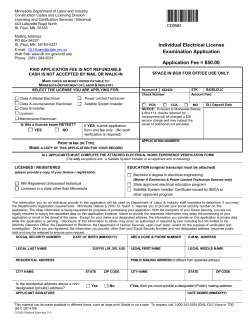 Personal Electrical License and Examination Application