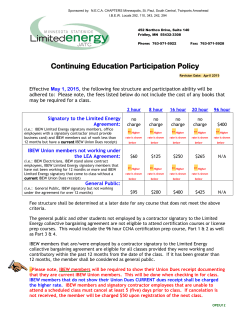 Continuing Education Fee Structure and Policy