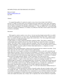 6 12 2007 INCOMPLETNESS AND THE ROMANCE OF SCIENCE