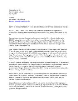 Corps of Engineers to start inner Grays Harbor maintenance dredging by July 25