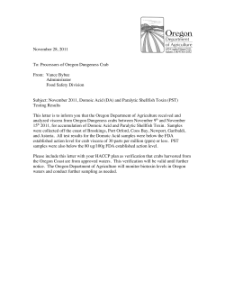 OR- Domoic Acid and Paralytic Shellfish Toxin Testing Results