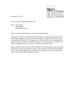 OR November 2010 Domoic Acid (DA) Sampling Results