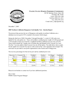 Northern California Dungeness Crab Quality Test - Interim Report