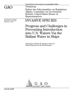 Progress and Challenges in Preventing Introduction into U.S. Waters Via the Ballast Water in Ships (GAO 2005)