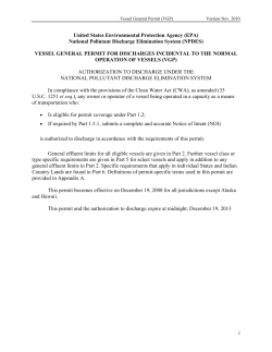 EPA Vessel General Permit for Discharges Incidental to the Normal Operation of Vessels (2008)