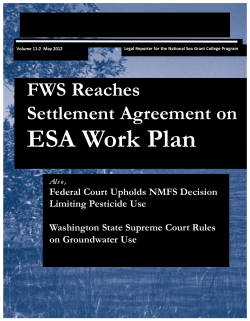 FWS Reaches Settlement Agreement on ESA Work Plan (May)