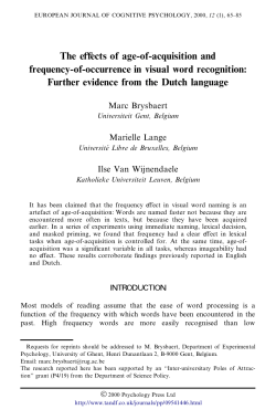 Brysbaert et al 2000 ECP