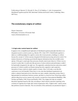 Christensen The evolutionary origins of volition