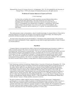 Prediction of Consumer Behavior