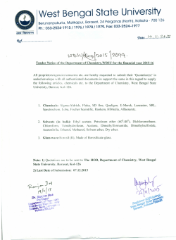 TENDER NOTICE FOR DEPARTMENT OF CHEMISTRY 2015-16