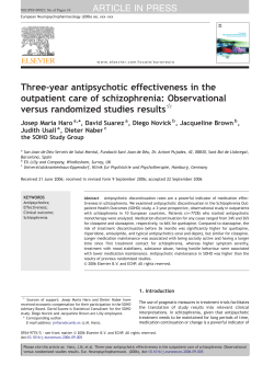 Three-year antipsychotic effectiveness in the outpatient care of schizophrenia: Observational versus randomized studies results, European Neuropsychopharmacology (2007)
