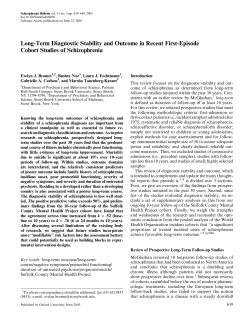 Long-Term Diagnostic Stability and Outcome in Recent First-Episode Cohort Studies of Schizophrenia, Schizophrenia Bulletin (2005)