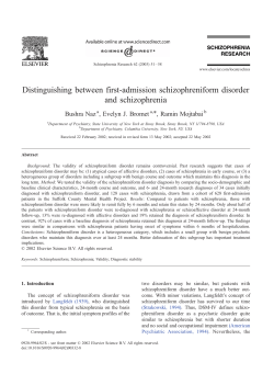 Distinguishing between first-admission schizophreniform disorder and schizophrenia, Schizophrenia Research (2003)