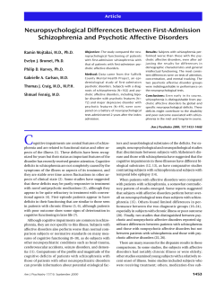 Neuropsychological Differences Between First-Admission Schizophrenia and Psychotic Affective Disorders, American Journal of Psychiatry (2000)