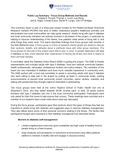 Lay Summary of Focus Groups