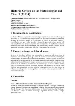 Historia Cr tica de las Metodolog as de Investigaci n en el Cine y en el Audiovisual II