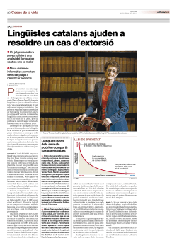 EL PERIODICO (25/04/11). Ling istes catalans ajuden a resoldre un cas d'extorsi