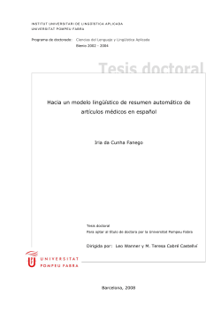 Hacia un modelo ling stico de resumen autom tico de art culos m dicos en espa ol