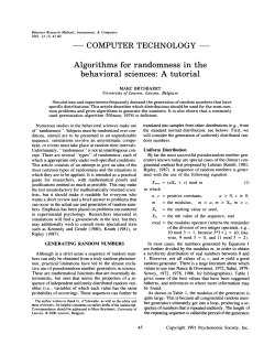 algorithms for randomness in the behavioral sciences