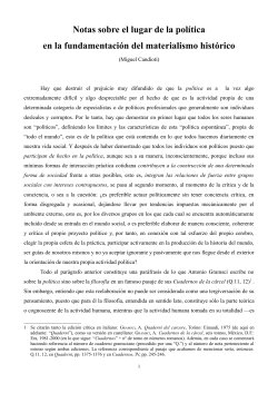 "Notas sobre el lugar de la pol tica en la fundamentaci n del materialismo hist rico"