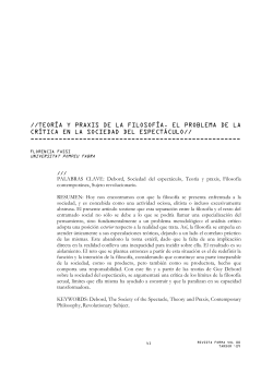 "Teor a y praxis de la filosof a. El problema de la cr tica en la sociedad del espect culo"