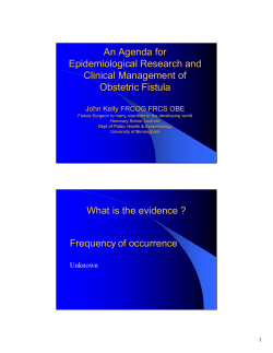 An agenda for epidemiologic research and clinical management of obstetric fistula