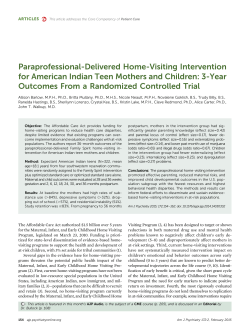 Paraprofessional Delivered, Home-Visiting Intervention for American Indian Teen Mothers and Children: Three-Year Outcomes from a Randomized Controlled Trial