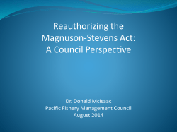 Pacific Fisheries Management Council Update (Donald McIsaac, PFMC)