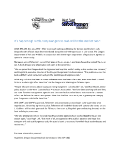 ODCC WCSPA Press release for Dungeness season opening