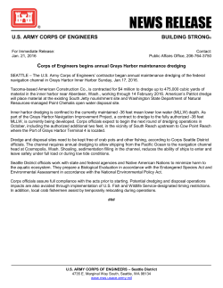 Corps of Engineers begins annual Grays Harbor Maintenance dredging