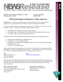 BLM Seeks Input on Resource Values and Uses