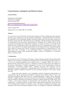 Connectionism Analogicity and Mental Content