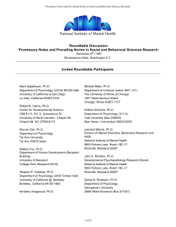 Transcript of NIMH Paradigm Roundtable Discussion - Promissory Notes and Prevailing Norms in Social and Behavoral Sciences Research