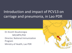 Introduction and Impact of PCV13 on Carriage and Pneumonia in Lao PDR