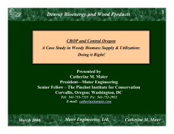 Power point presentation by Catherine Mater (Mater Engineering) at the Denver Bioenergy and Wood Products Meeting, March 2006